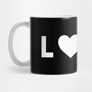 Love lettering design with heart as O  in white Mug